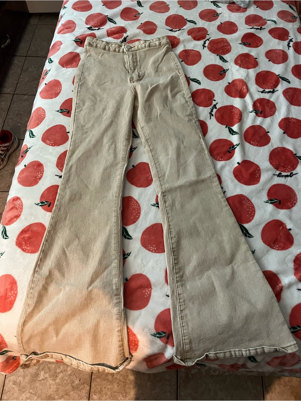 SHEIN Beige Corduroy Wide-Leg Trousers